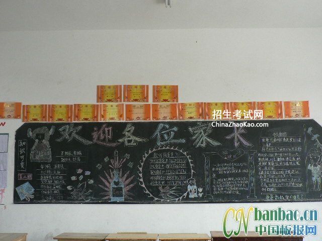 欢迎各位家长光临学校参加家长会板报图