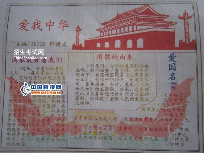 国庆节获奖手抄报图片